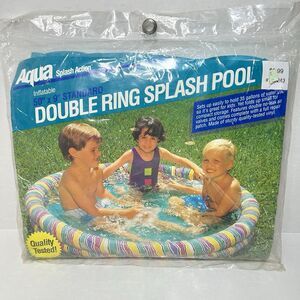 Aqua Vintage Kids Inflatable Splash Pool 1991 Retro 50'' Action Purple Teal